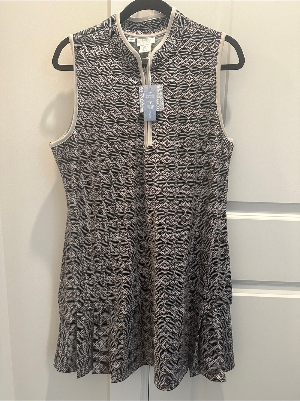 Sigrid Olsen Sleeveless Geometric-Print Dress in Black & Tan
